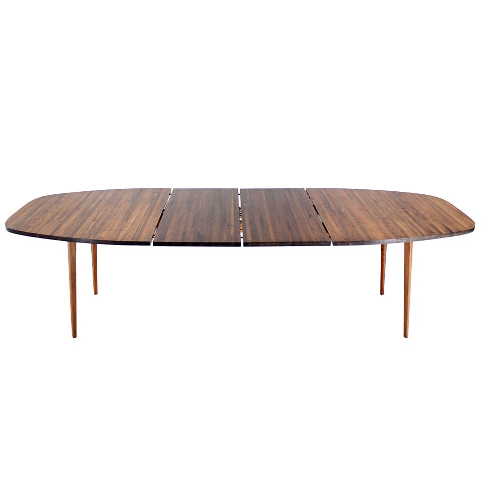 Solid Walnut Danish Mid-Century Modern Dining Table