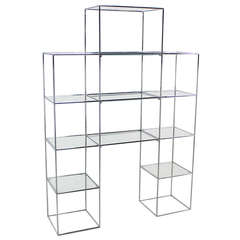 Chrome and Glass Mid-Century Modern Etagere Display Shelves