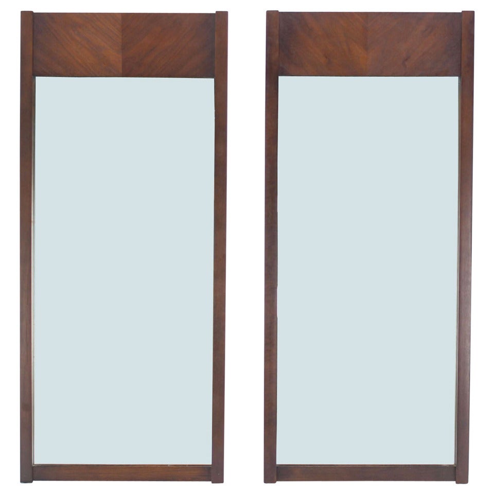 Pair of Mid-Century Modern Walnut Wall Mirrors