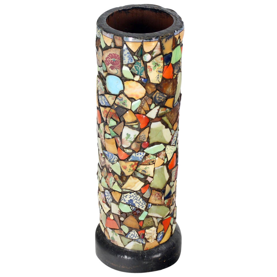 Mosaic Heavy Pottery Cane or Umbrella Stand