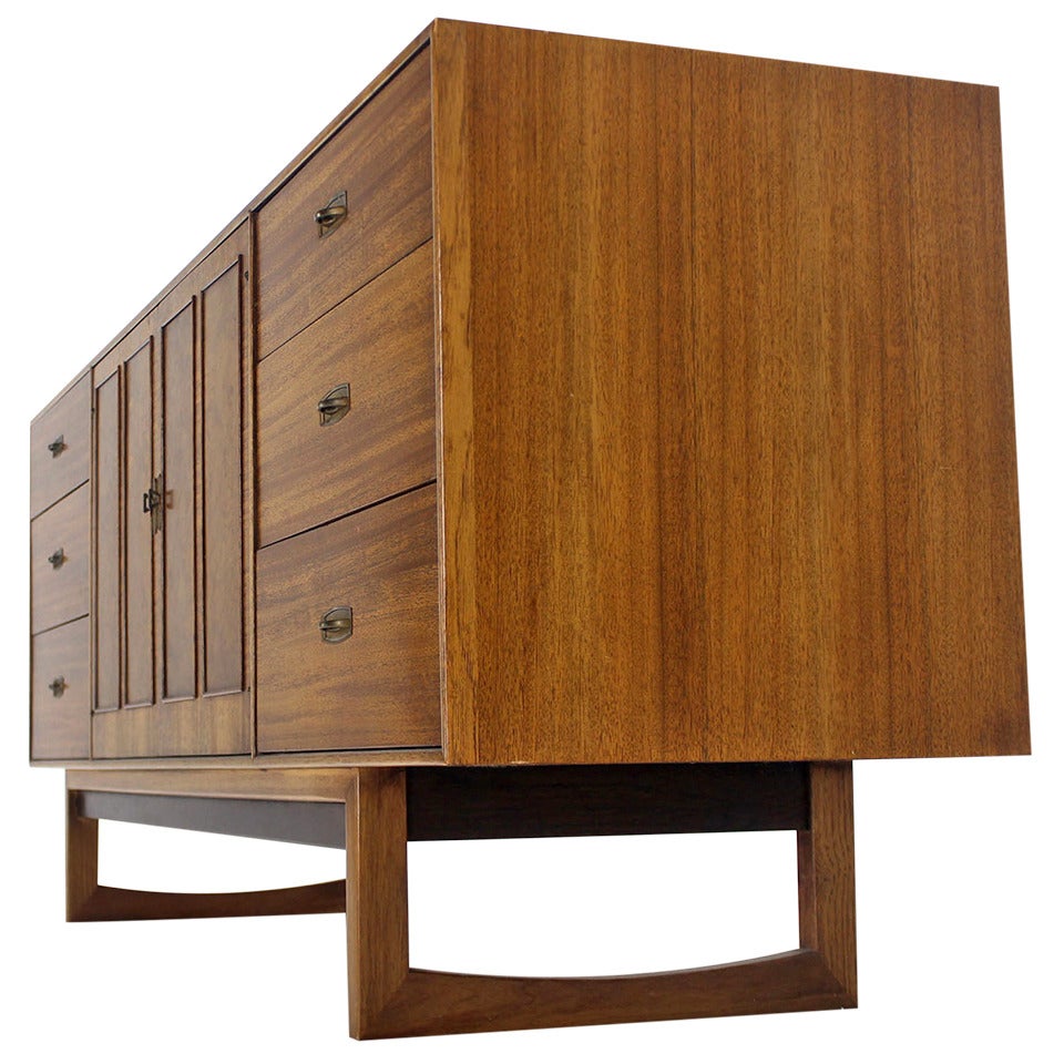 Mid-Century Danish Modern Walnut Long Credenza Dresser