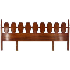 Mid Century Modern Walnut King Size Burlwood Headboard 102 Inches Long