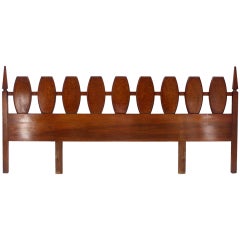 Mid Century Modern Walnut King Size Burlwood Headboard 102 Inches Long