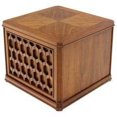 Heavy Pierce Carved Honeycomb One Door Cube Shape Side Table 6