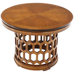 Pierce-Carved Honeycomb-Pattern-Base Side or Coffee Table