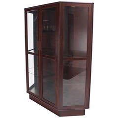 Vintage Trapezoid Shape Danish Modern Rosewood China Curio Cabinet