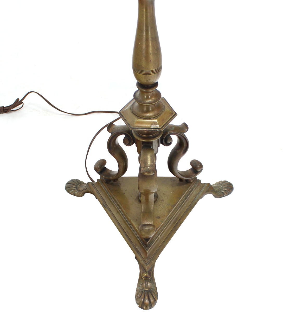 Mid-Century Modern Pair of Tall  Heavy Brass Torchere Floor Lamps Candelabra Style