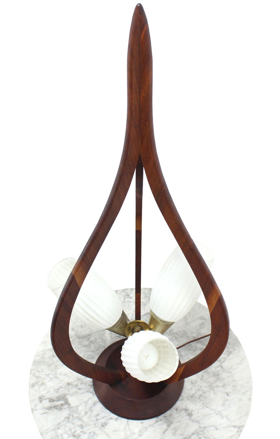 American Danish Modern Walnut Brass and Glass Table Lamp For Sale