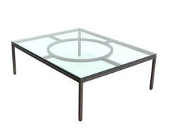 Extra Large Wide Rectangle Bronzed Frame Modern Coffee Table 3/4" Thick Glass