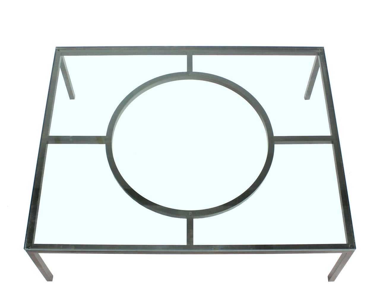 Américain Table basse moderne à cadre rectangulaire en bronze extra large de 3/4 po. d'épaisseur en verre épais en vente