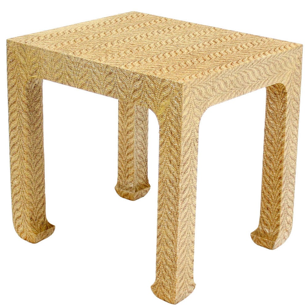 Rectangle Grass Cloth Side Table