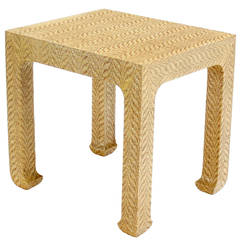 Rectangle Grass Cloth Side Table
