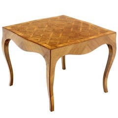 Italian Burl Parquet-Top Square Side or Coffee Table