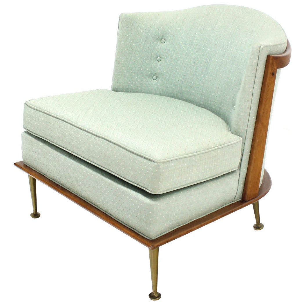 Lounge Chair on Fluted Brass Legs at 1stdibs