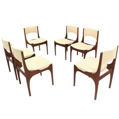 Set of Six Italian Modern Dining Chairs with New Upholstery 8