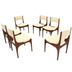 Set of Six Italian Modern Dining Chairs with New Upholstery