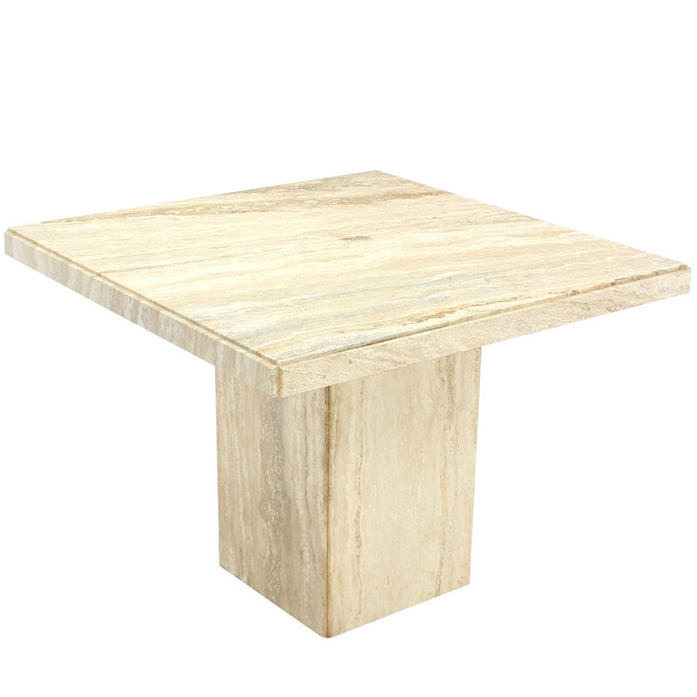 Heavy Marble-Top and Base Square Game Table