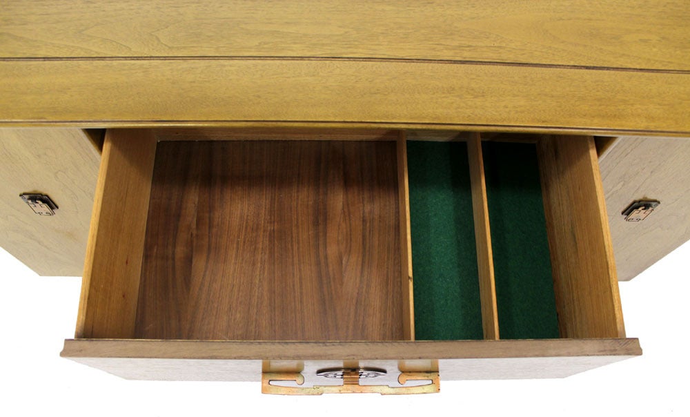 Mid-20th Century Mid Century Modern Sideboard Credenza Large Brass Pulls 