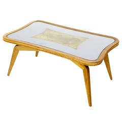 Mid-Century Modern Art Deco Style, Etched Glass Coffee Table