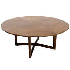 Walnut Coffee Display Center Round Table by Henredon