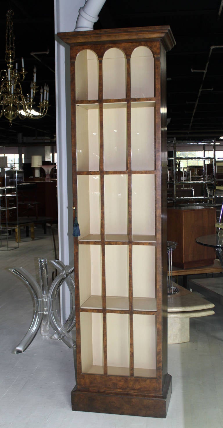 Tall Narrow, Crown Glass Bookcase Cabinet High Quality 1