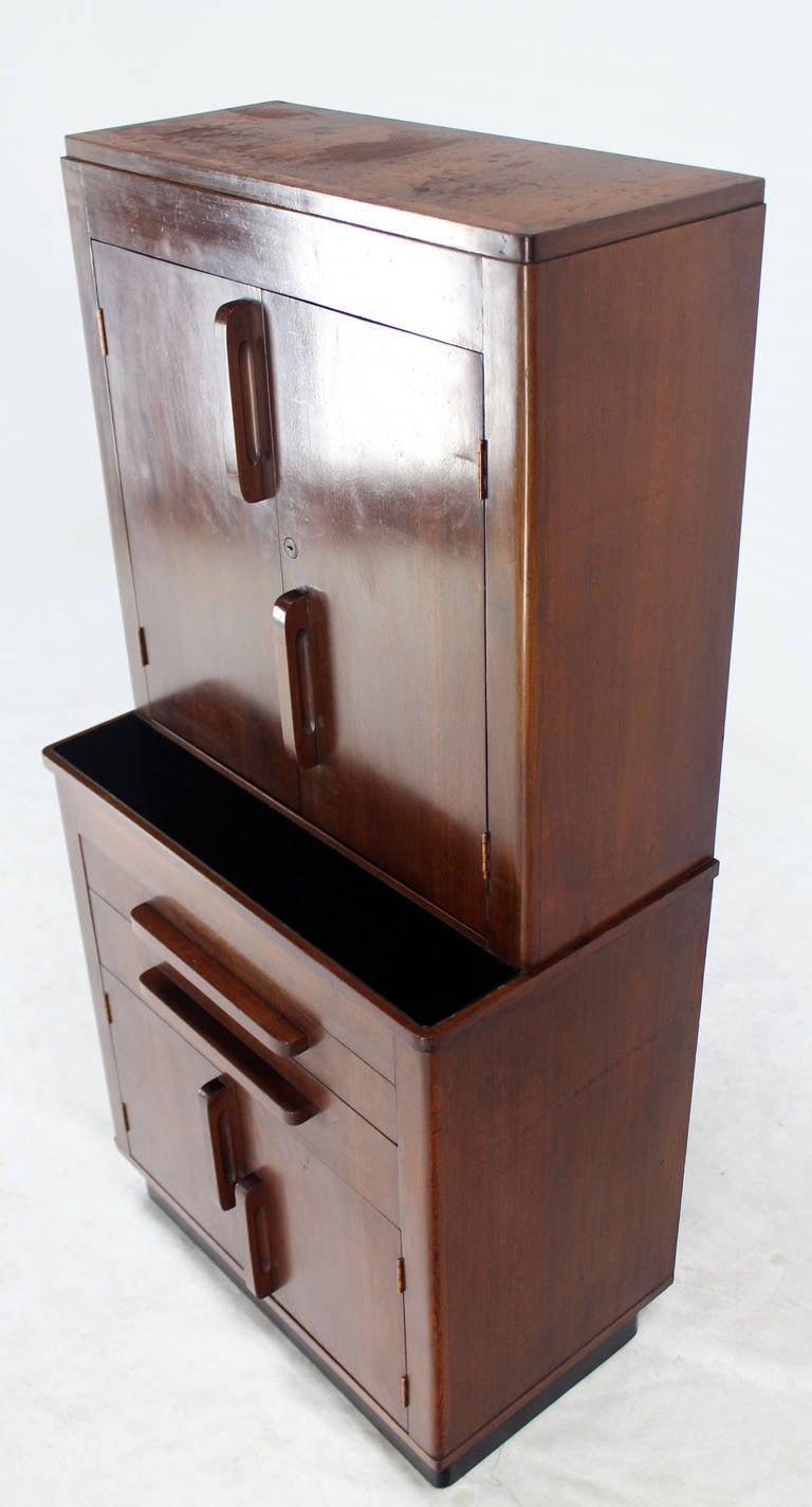 Art Deco Walnut Dental Medicine Cabinet In Good Condition In Rockaway, NJ