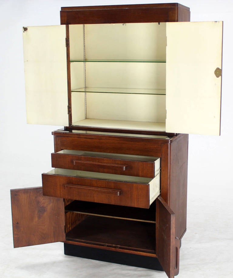 Mid-Century Modern Art Deco Walnut Dental Medicine Cabinet