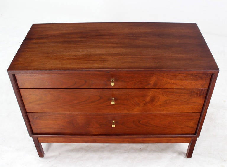Mid-Century Modern Walnut Three-Drawer Bachelor Hall Chest Dresser 1