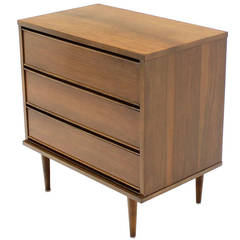 Three-Drawer Danish Modern Walnut Bachelor Chest