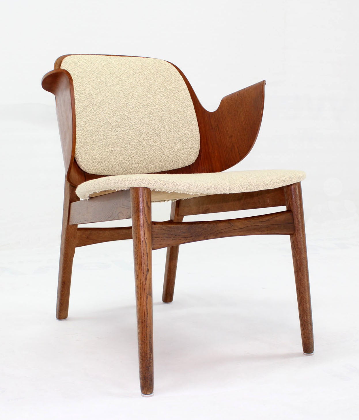 Mid-Century Modern Molded Plywood Barrel Back Armchair New Upholstery. For Sale 2