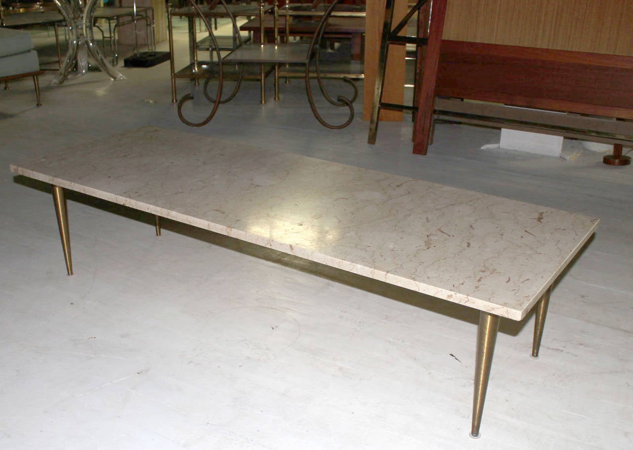 Metal Clean Lines Mid Century Modern Design Table w/ Marble Top.