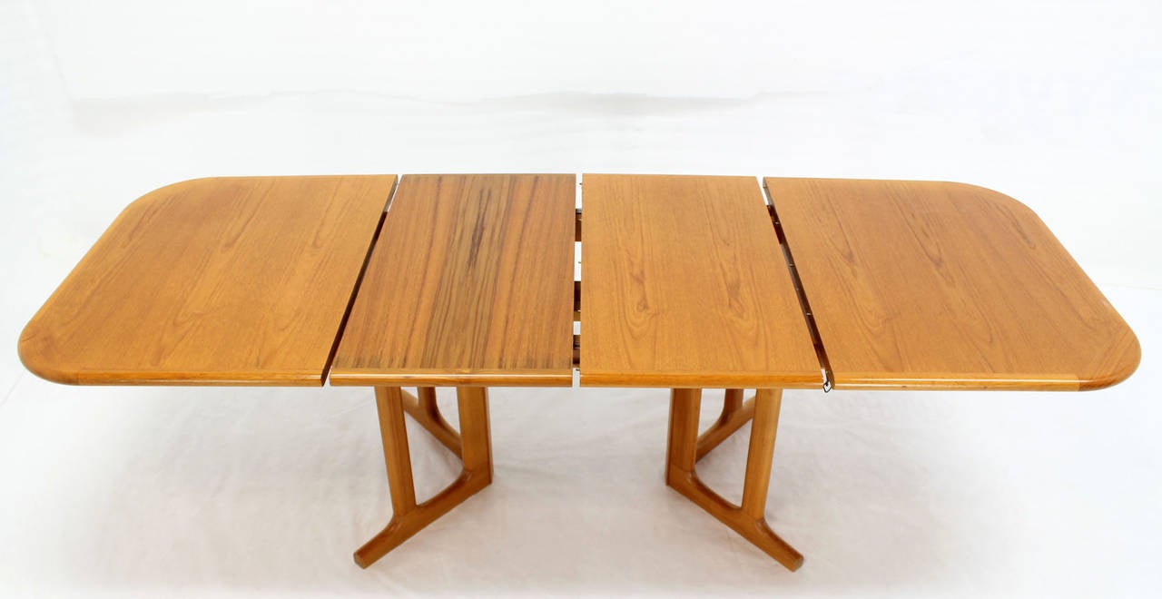 20th Century Danish Modern Rectangle Shape Teak Dining Table with Two Leaves
