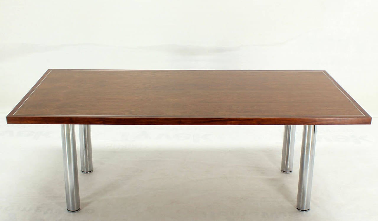 Mid-Century Modern Rosewood and Chrome Conference Dining Table