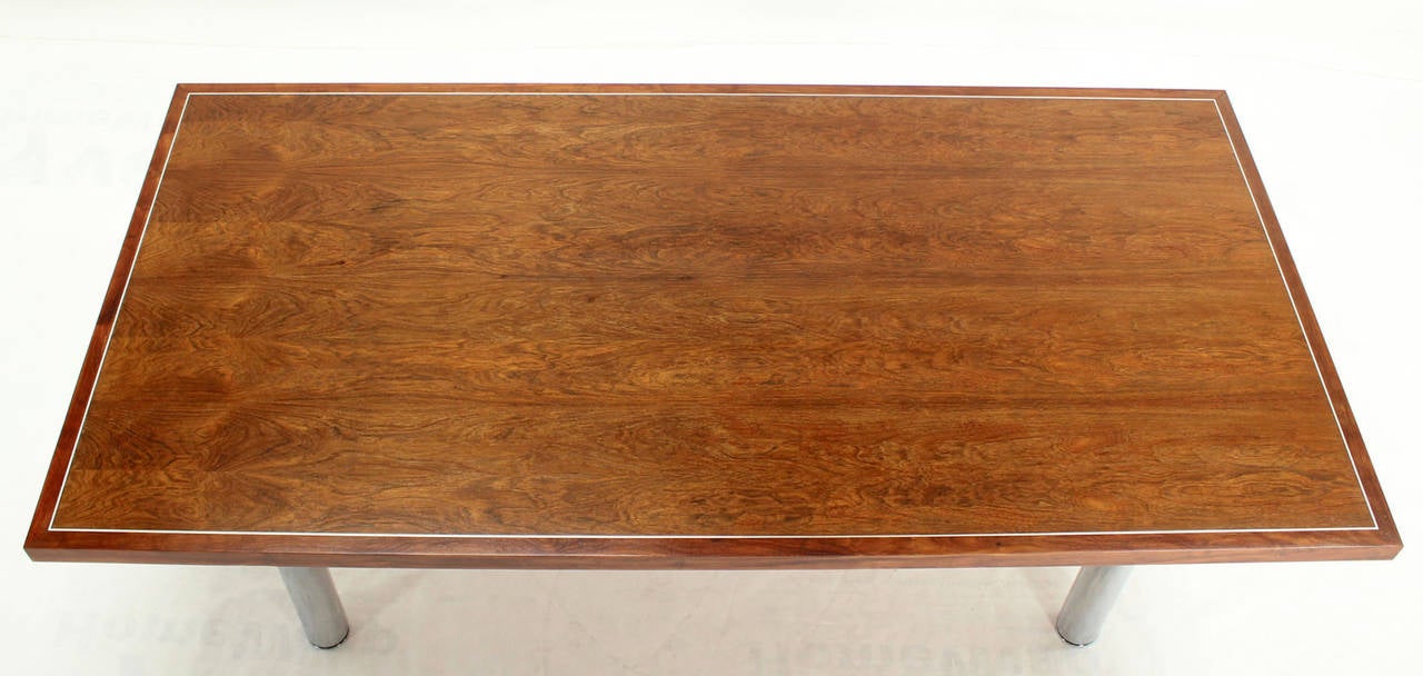 Rosewood and Chrome Conference Dining Table In Excellent Condition In Rockaway, NJ