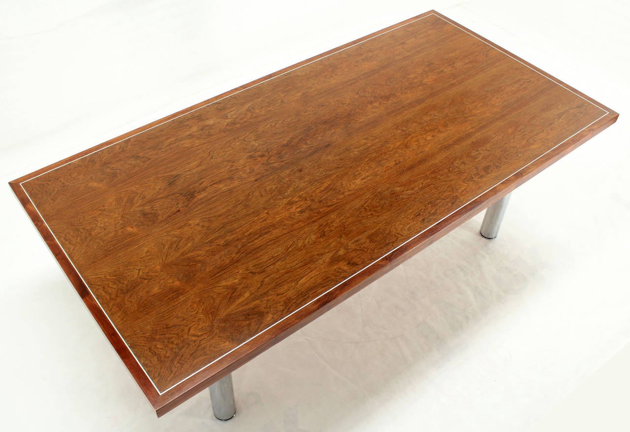 Lacquered Rosewood and Chrome Conference Dining Table