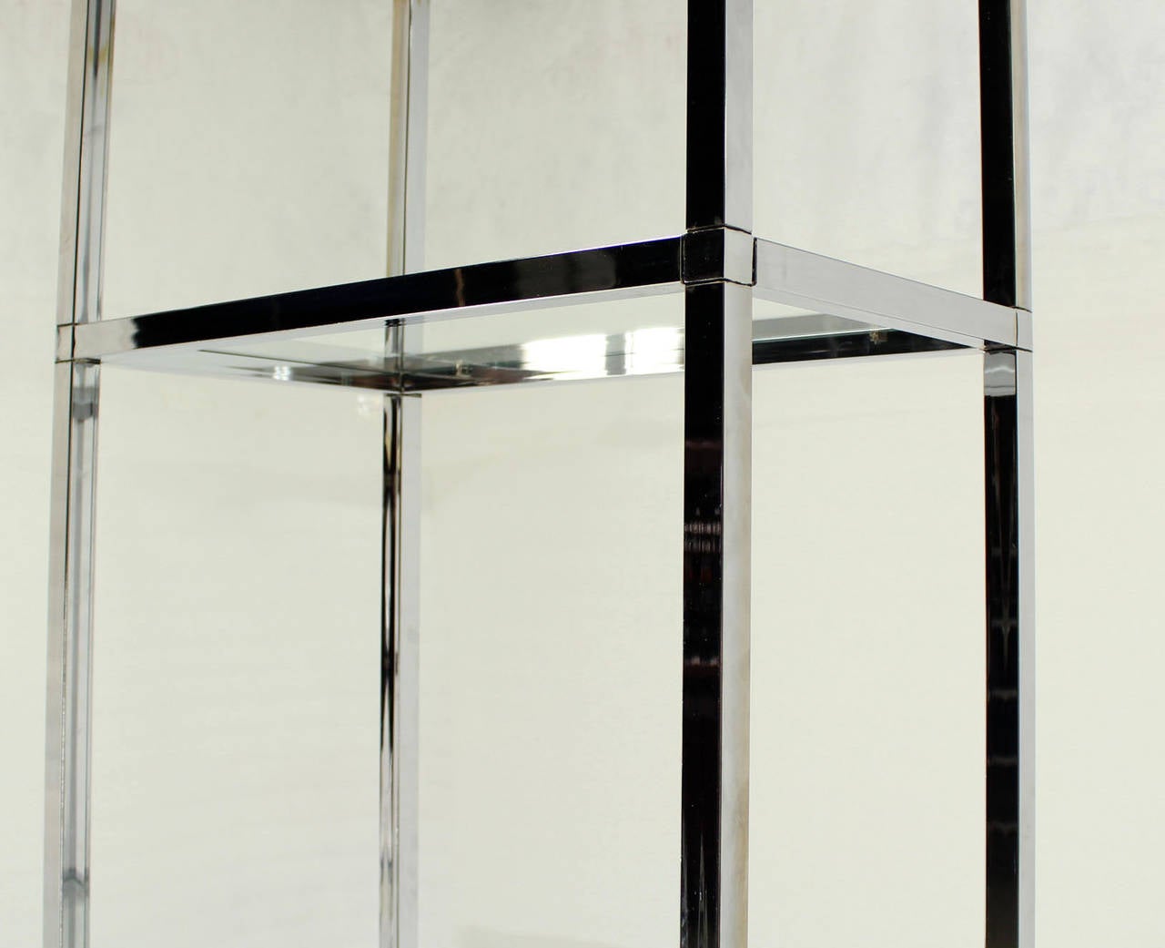 American Narrow and Tall Mid-Century Modern Chrome and Glass Etagere Shelf