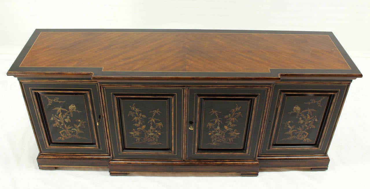 Two Tone Chinoiserie Four Doors Drexel Server Cabinet 1