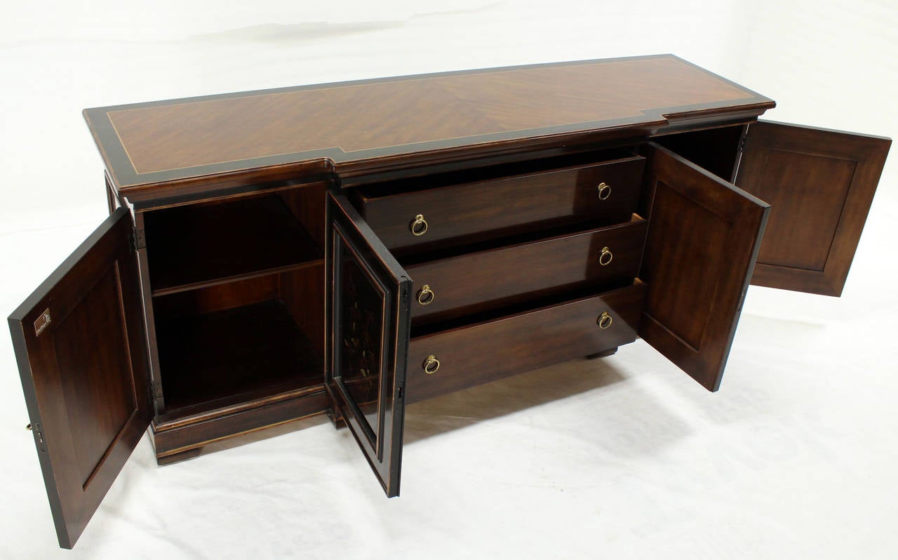 Blackened Two Tone Chinoiserie Four Doors Drexel Server Cabinet
