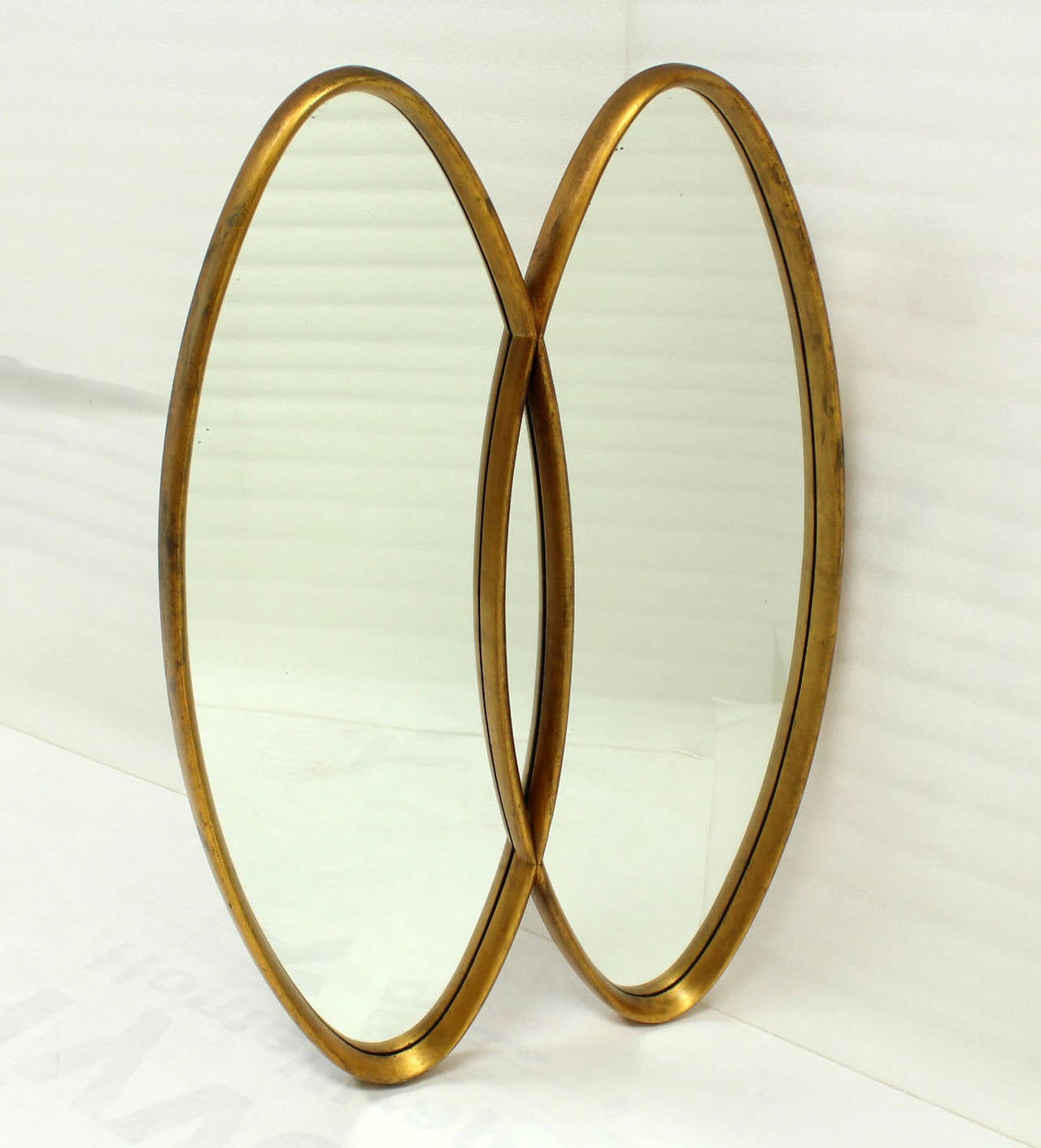 American Dual Interlocking Oval Gold Frame Mirror