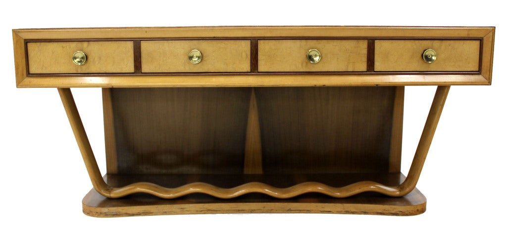 Molded Mid Century Italian Modern Console Table Petit Credenza Attributed to Borsani