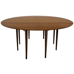 Large Mid Century Modern Walnut Drop Leaf Table by Dunbar