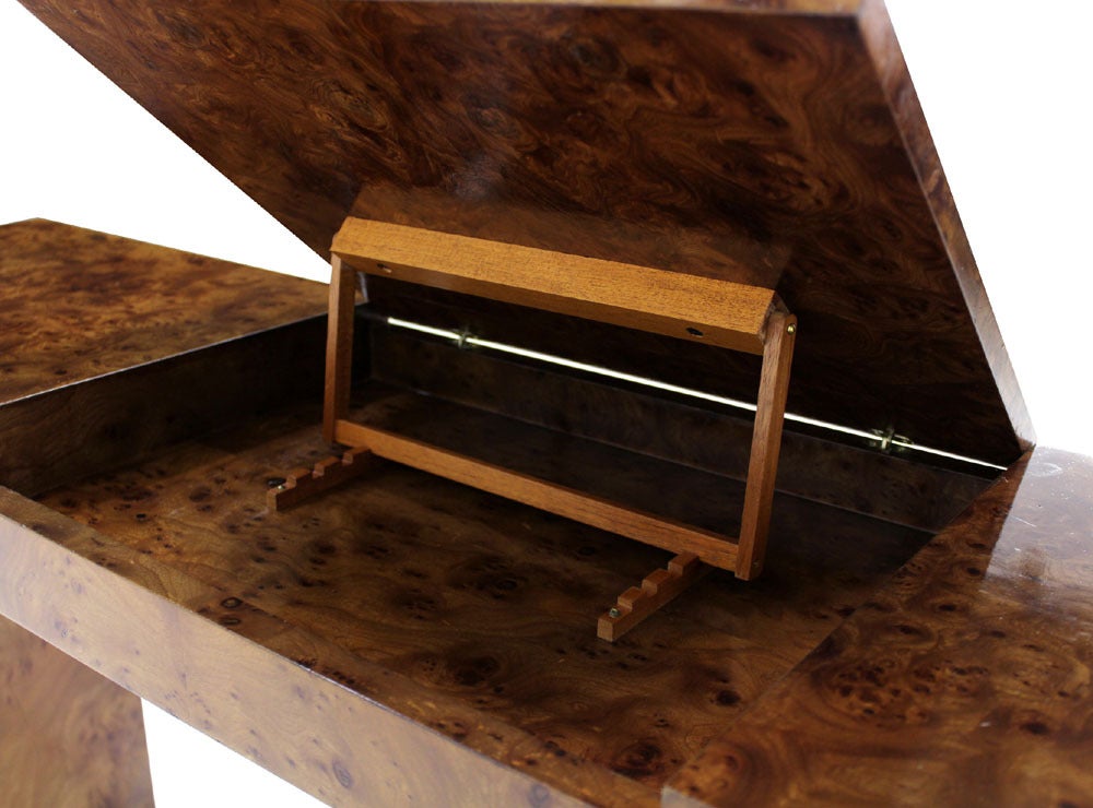 burled wood console table