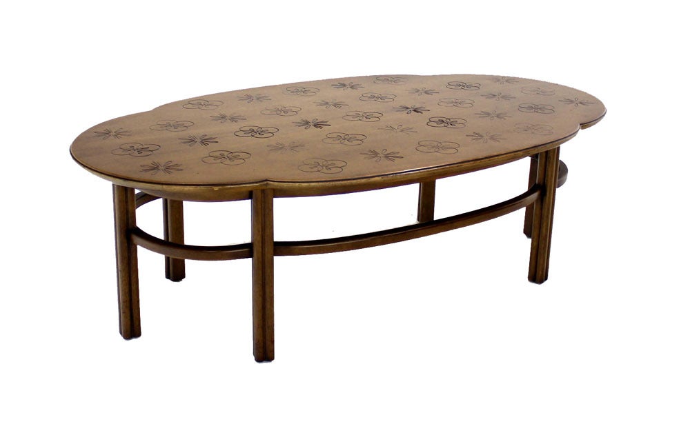 Mid-Century Modern Walnut, Decorative Oval Coffee Table 5