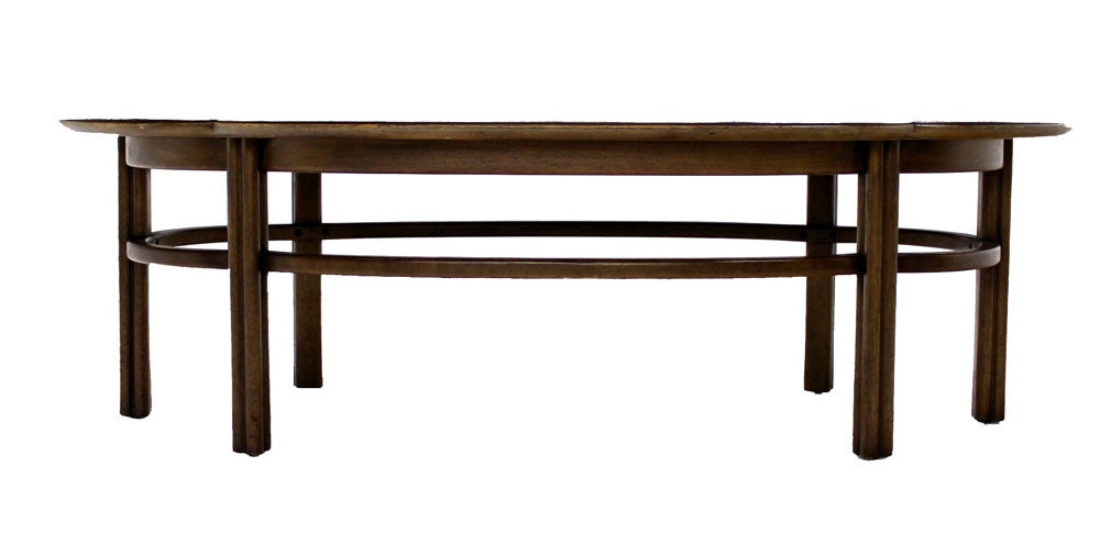 American Mid-Century Modern Walnut, Decorative Oval Coffee Table