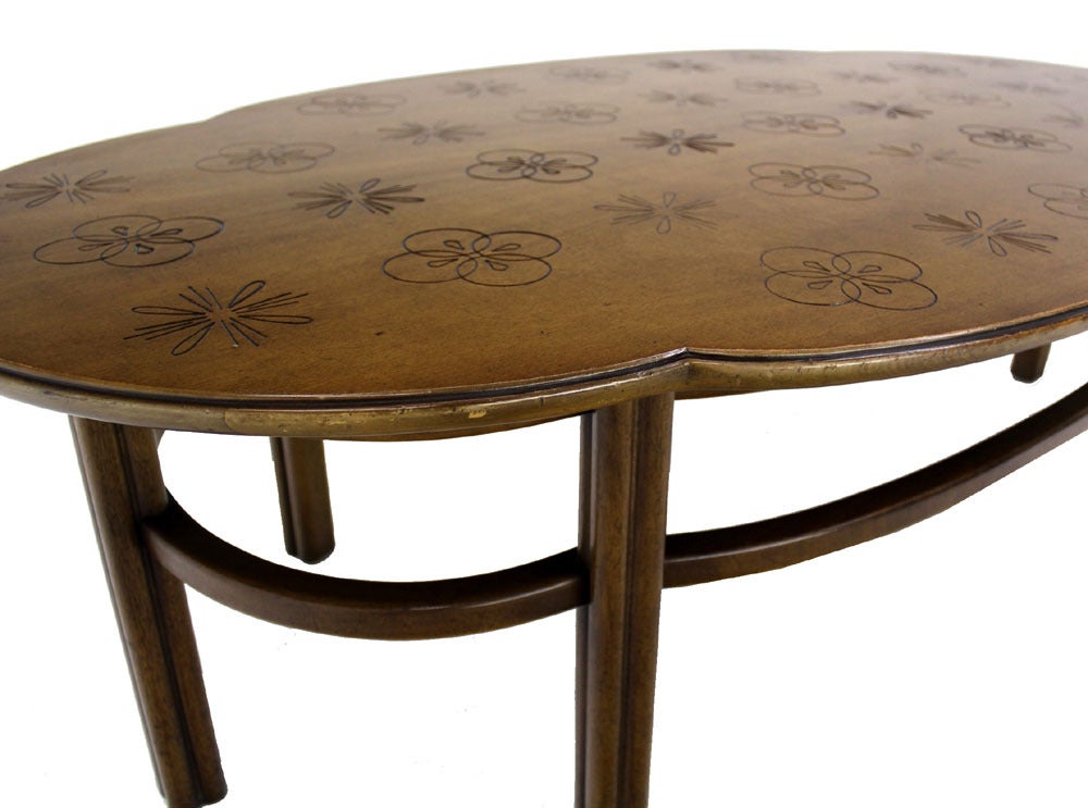 Mid-Century Modern Walnut, Decorative Oval Coffee Table 1