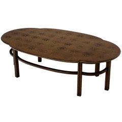 Mid-Century Modern Walnut, Decorative Oval Coffee Table