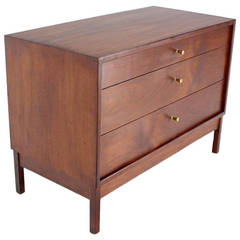 Mid-Century Modern Walnut Three-Drawer Bachelor Hall Chest Dresser