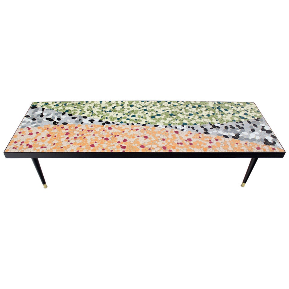 Mid-Century Modern Art Mosaic Top Long Rectangular Table
