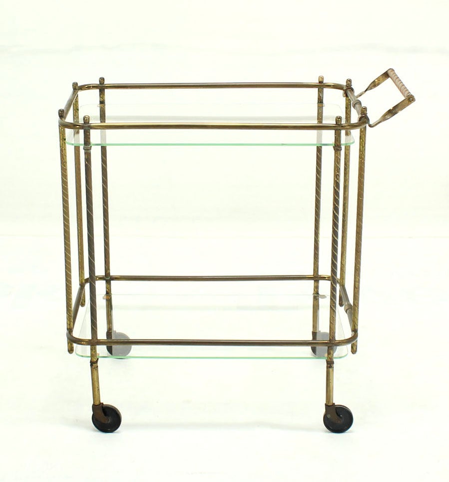 Brass Tube Frame and Glass  Rectangular Tea Bar Cart 1