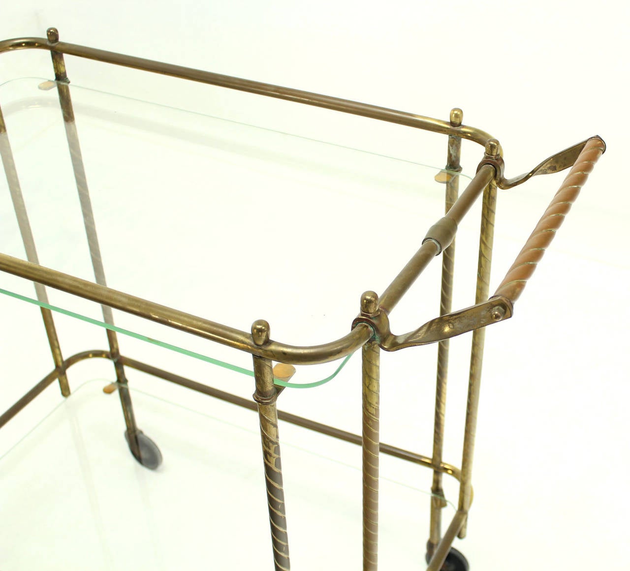 American Brass Tube Frame and Glass  Rectangular Tea Bar Cart